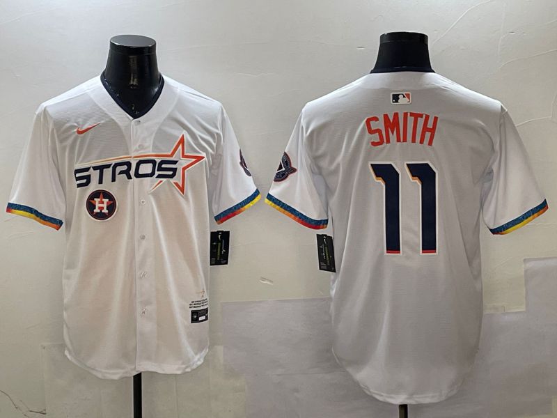 Men Houston Astros #11 Smith White Fourth generation Joint Name 2025 Nike MLB Jersey style 5